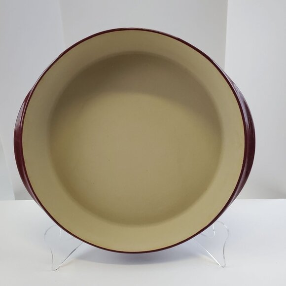 Pampered Chef Family Heritage Stoneware Deep Dish Pie Plate Cranberry 10" - Picture 3 of 6